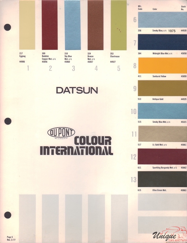 1975 Datsun Paint Charts DuPont 05